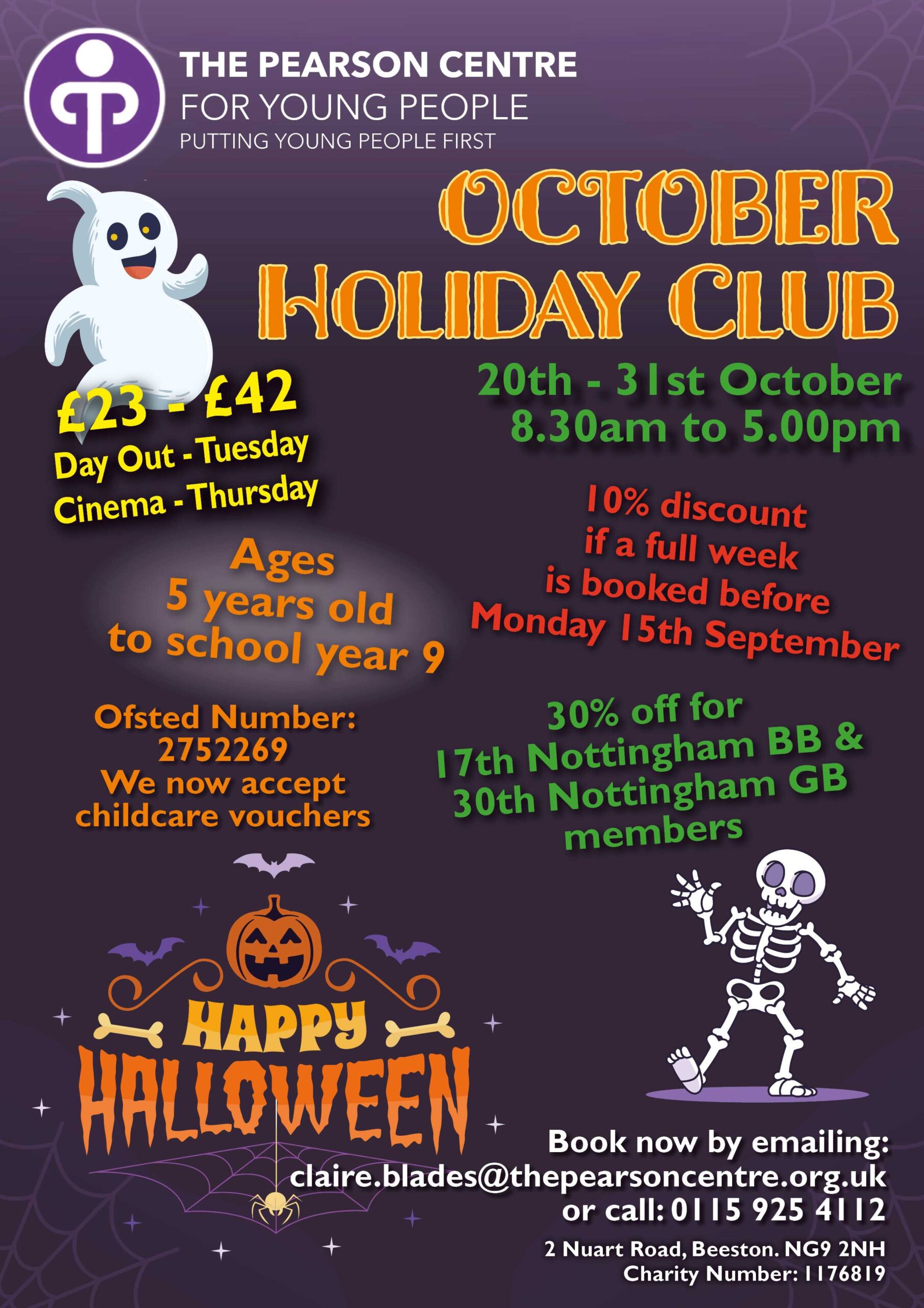 October Holiday Club Poster for 20th to 31st October 2025