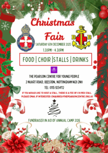Christmas Fair Poster 2025 Saturday 6th December The Pearson Centre for Young People